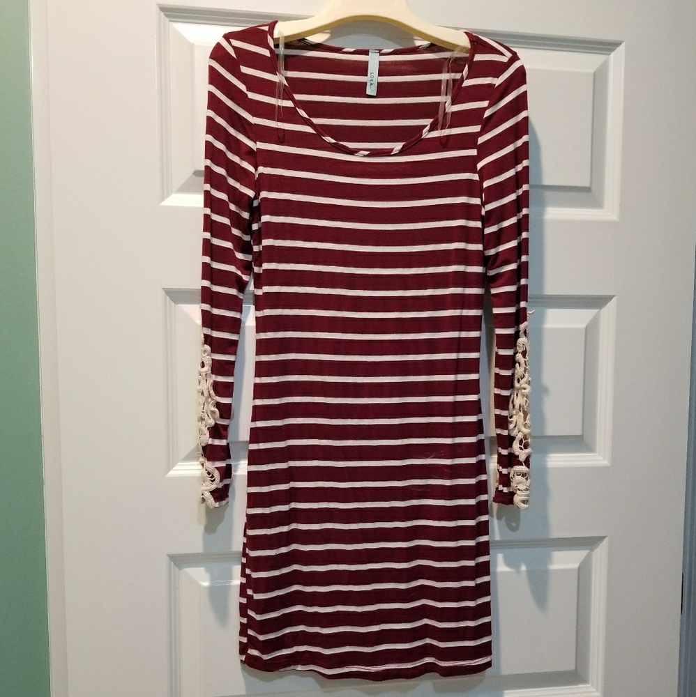 Crimson and white dress
